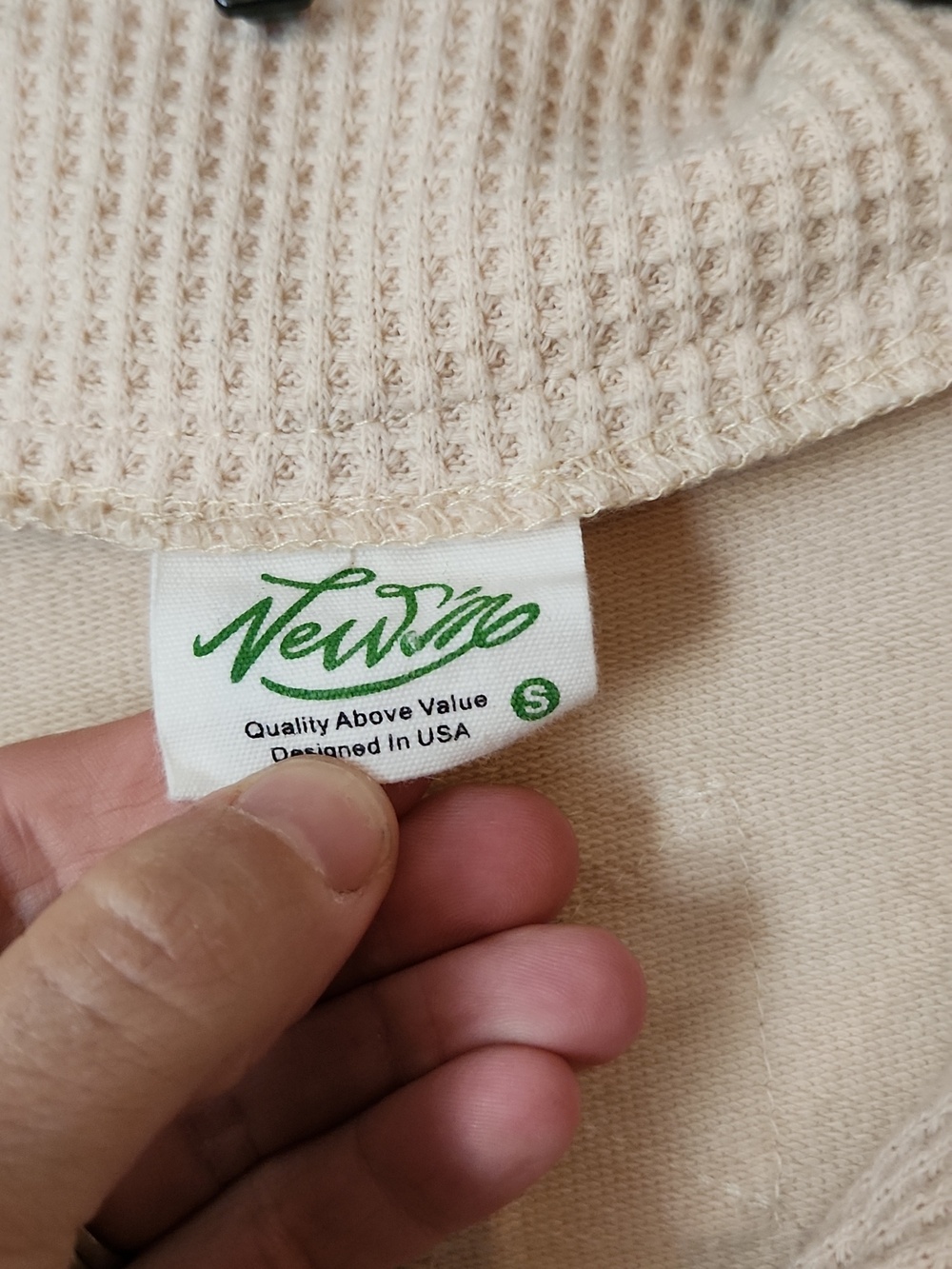 New-In Beige Button-Up Pullover - Picture 4 of 7